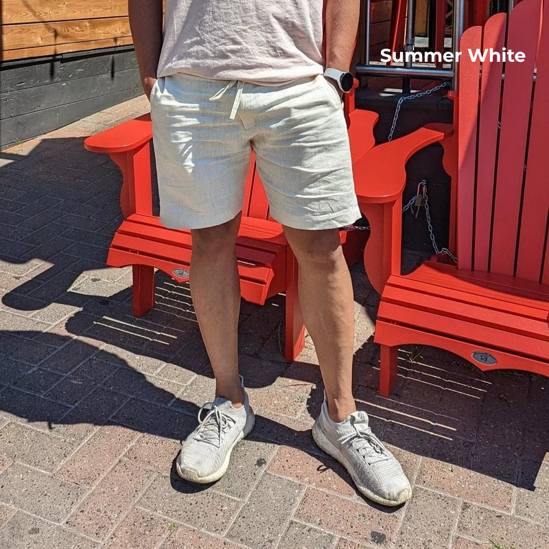 Men's Linen Shorts in Summer White – Galen by OrganoLinen