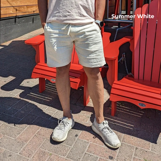 Men's Linen Shorts in Summer White – Galen by OrganoLinen