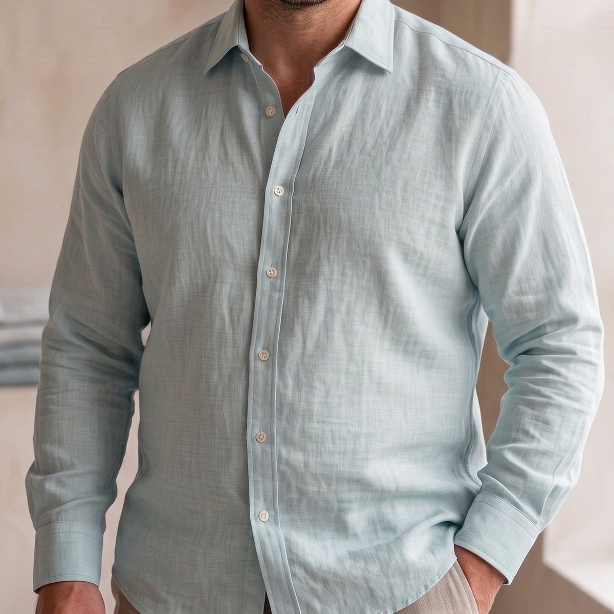 Men's Linen Shirt in Cloud Grey – Harbor by OrganoLinen
