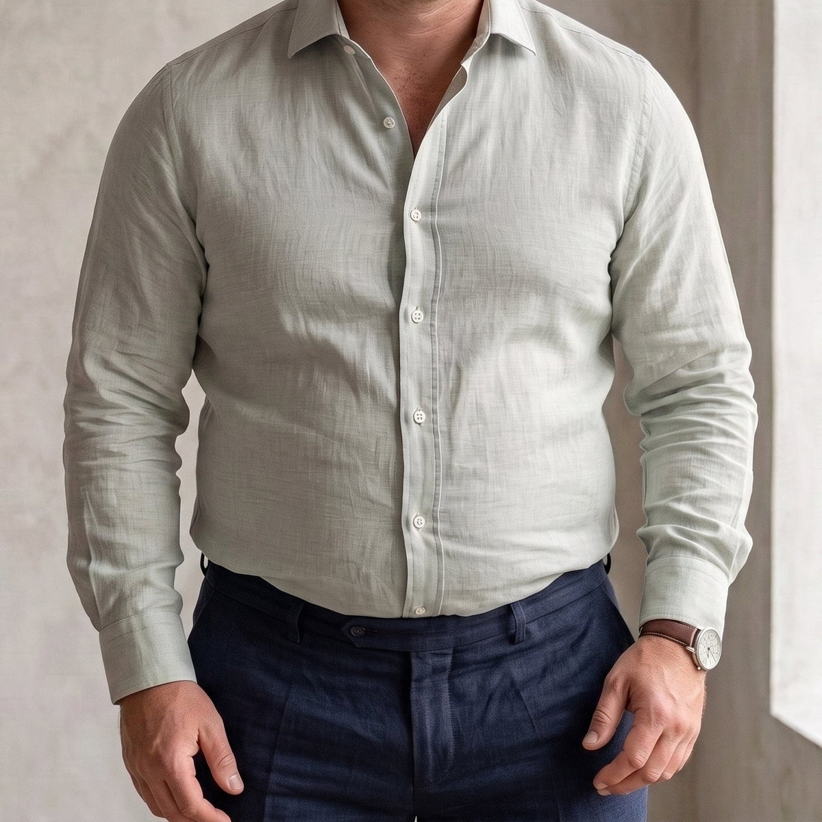 Men's Linen Shirt in Misty Slate – Harbor by OrganoLinen