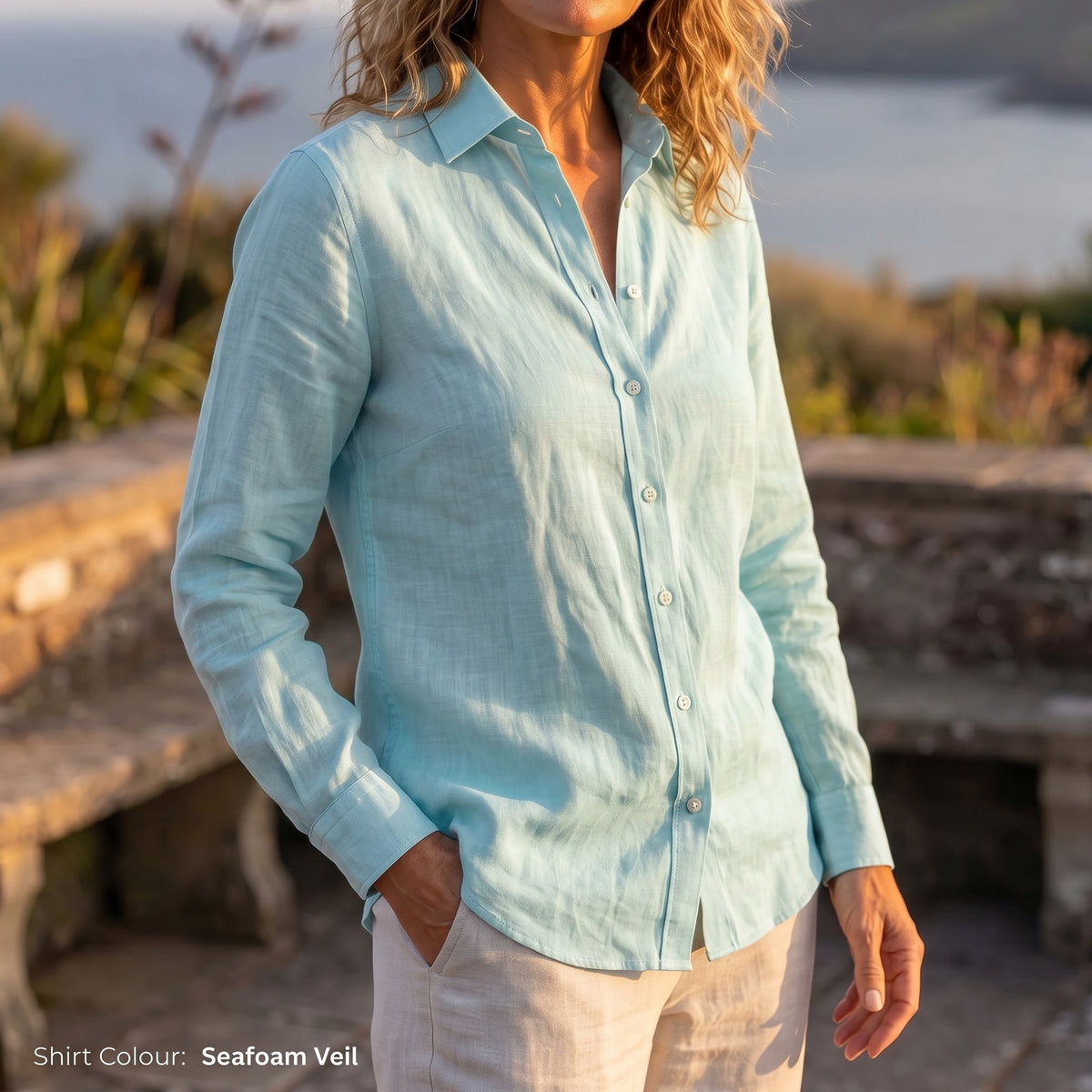 Women's Blue Linen Shirt – Harbor by OrganoLinen