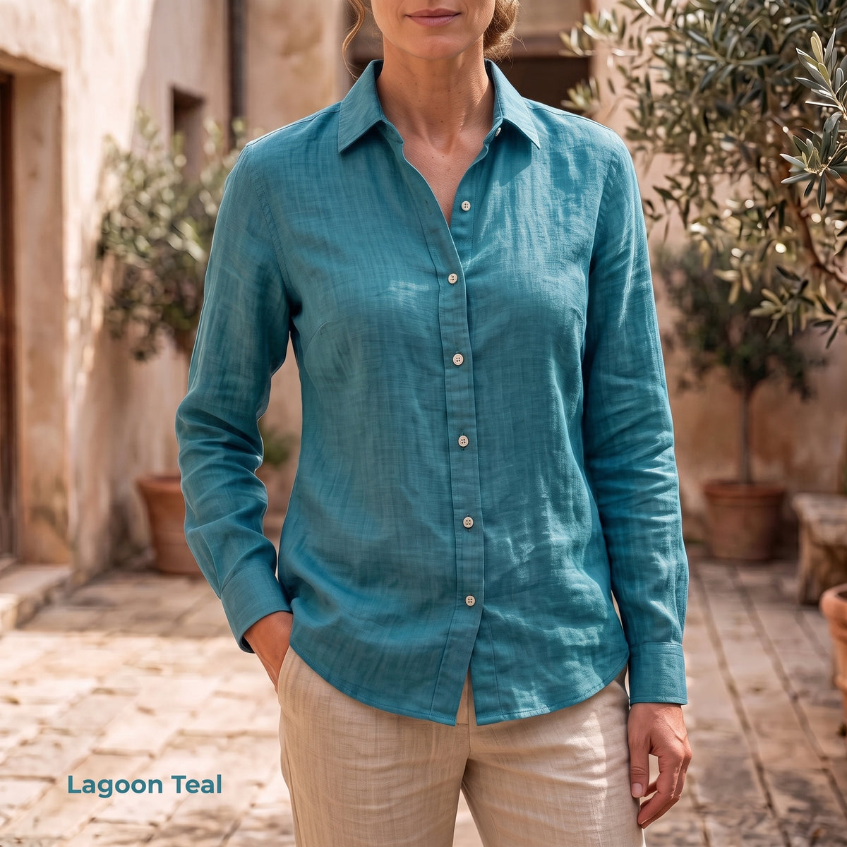 Women's Blue Linen Shirt – Harbor by OrganoLinen