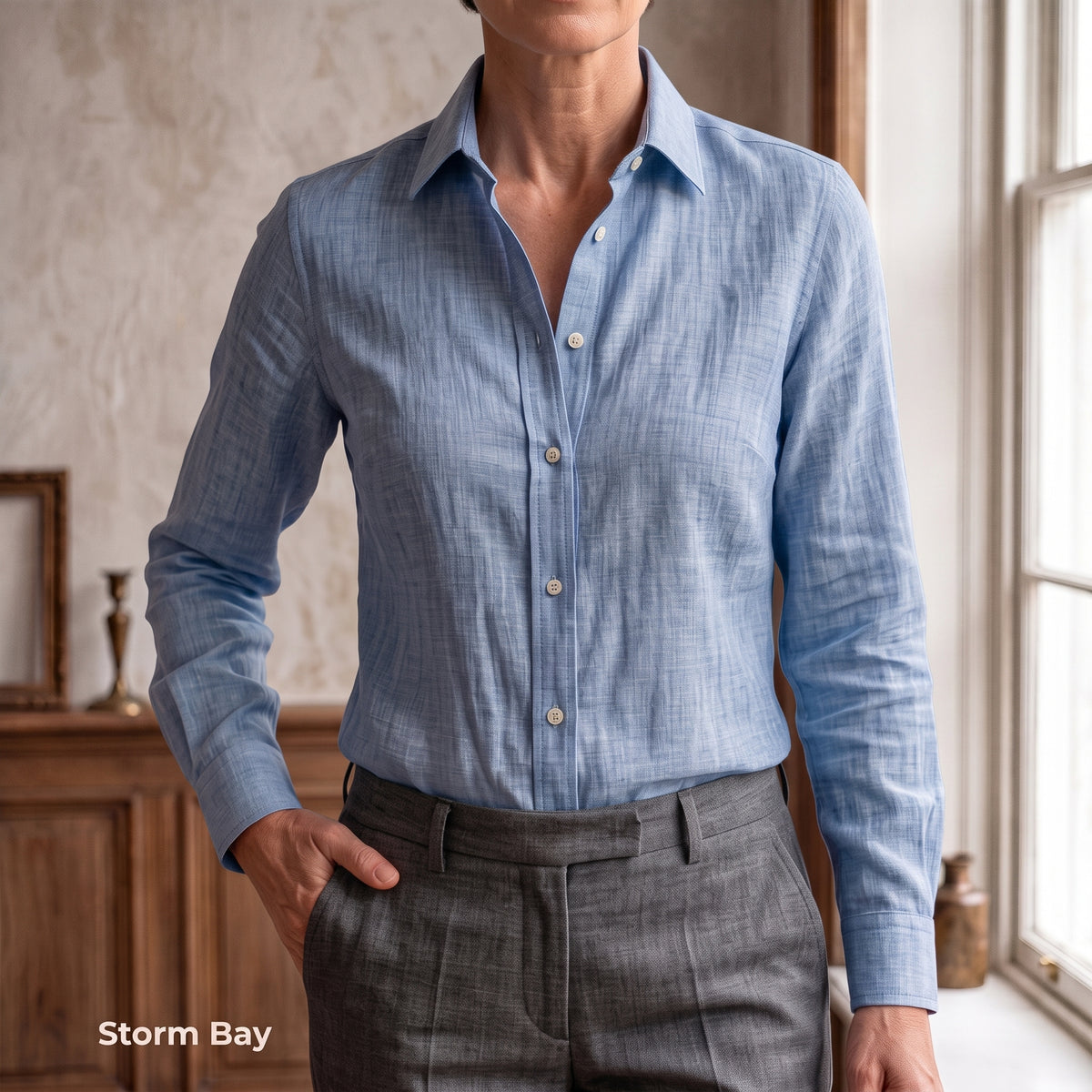 Women's Blue Linen Shirt – Harbor by OrganoLinen