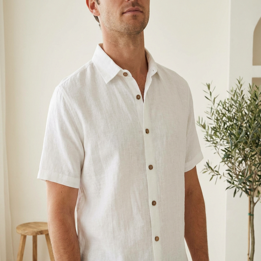 Chemise de villégiature à manches mi-longues en lin VISTA 