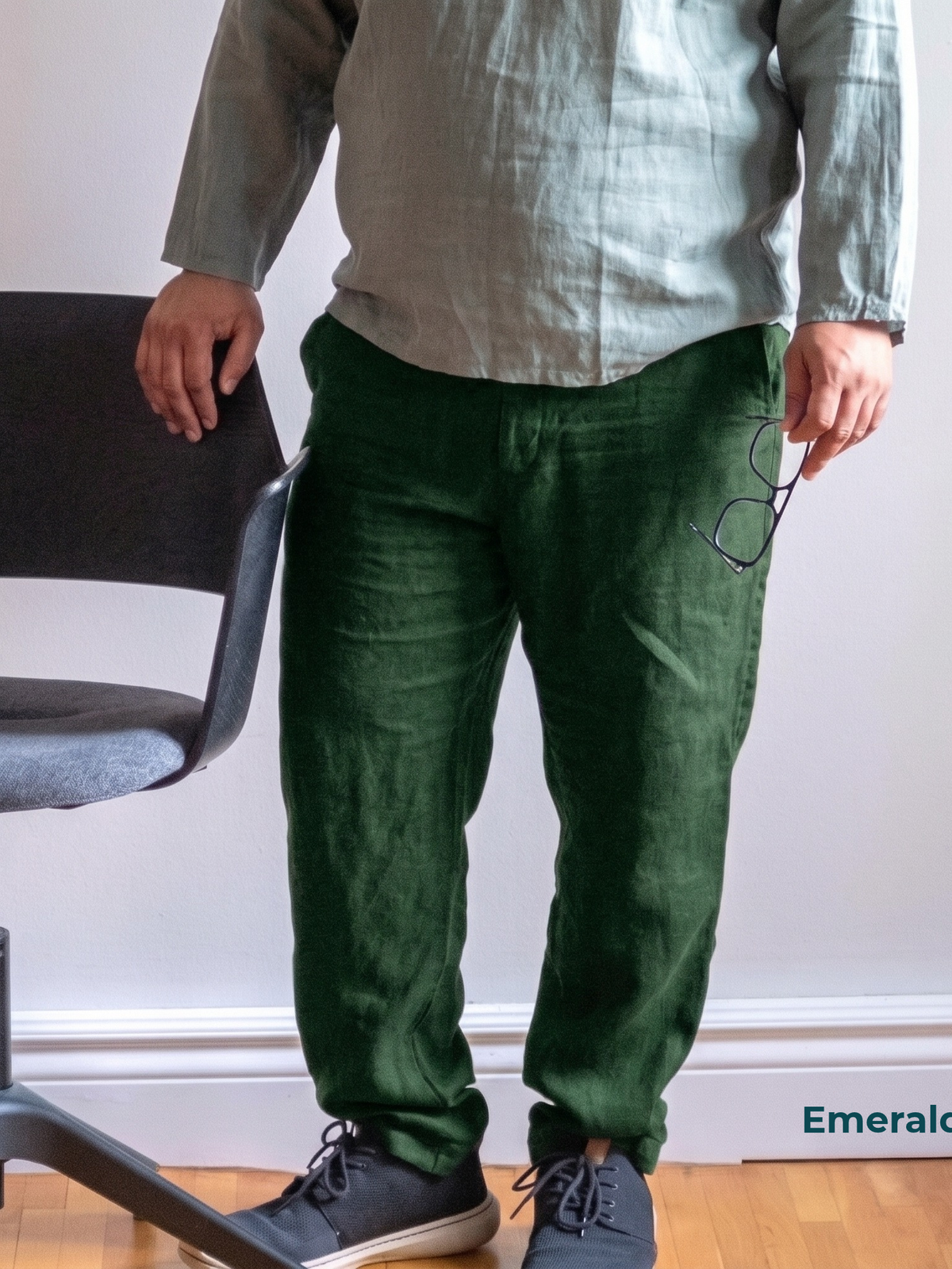 Men's Plus Size Pure Linen Pants in Emerald Coast – Hugo by OrganoLinen