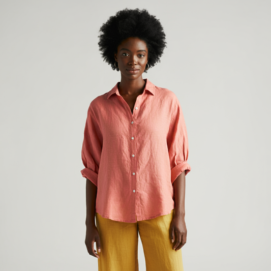 Women's Linen Shirt , Pumpkin Orange, Pink Linen shirt AUTUMN for halloween