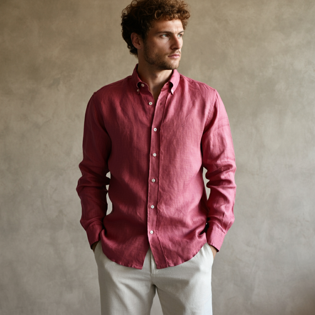 Men's Pumpkin Autumn Linen Shirt