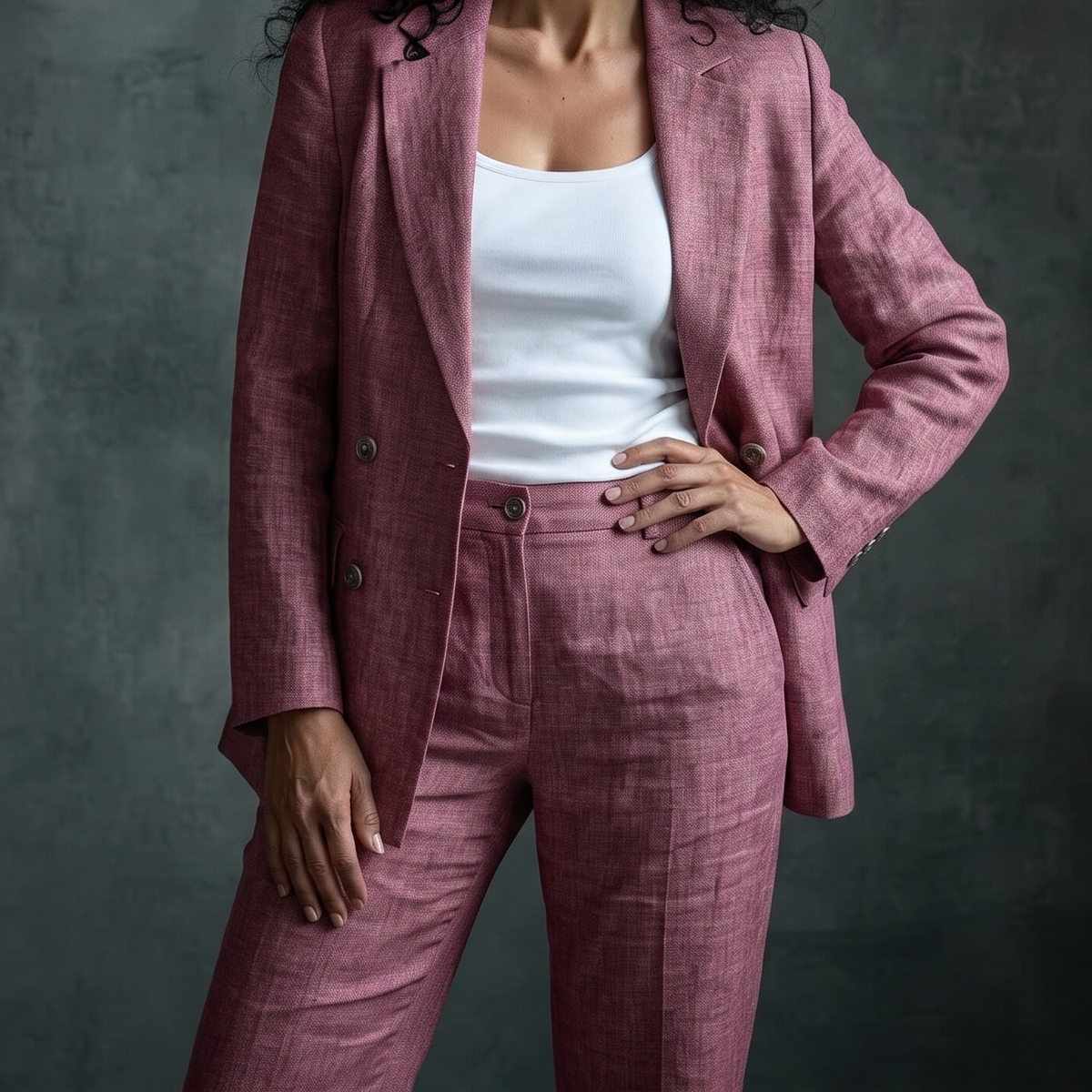 Women’s Unlined Linen Suit in Berry Bramble – Jasper by OrganoLinen