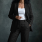 Women’s Unlined Linen Suit in Black Motera – Jasper by OrganoLinen