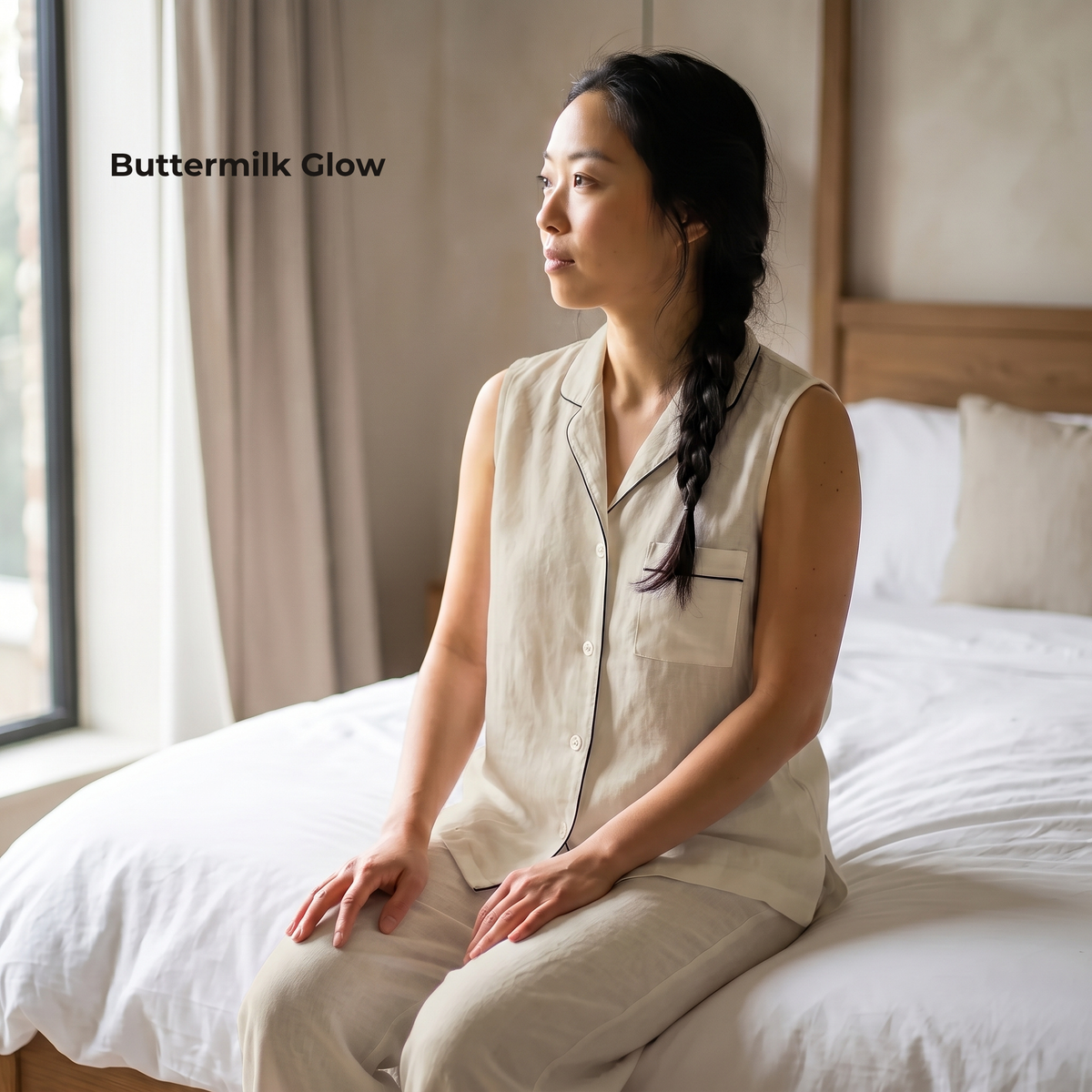 Women's Pure Linen Pajamas Sleeveless Top & Pants Set – Kaia by OrganoLinen