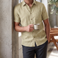 Men's Premium Linen Shirt in Sandcheck Luxe100 – Luxe by OrganoLinen