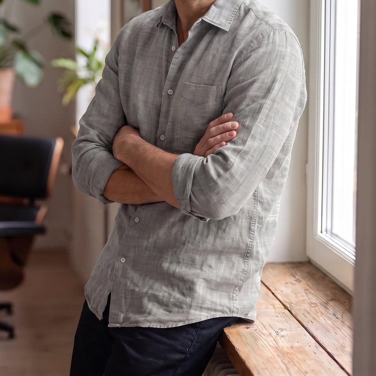 Men's Linen Shirt in Graphite Mist – Myst by OrganoLinen