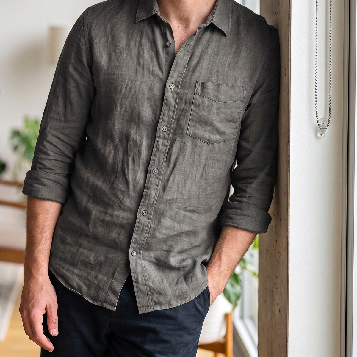 Men's Linen Shirt in Iron Sky – Myst by OrganoLinen