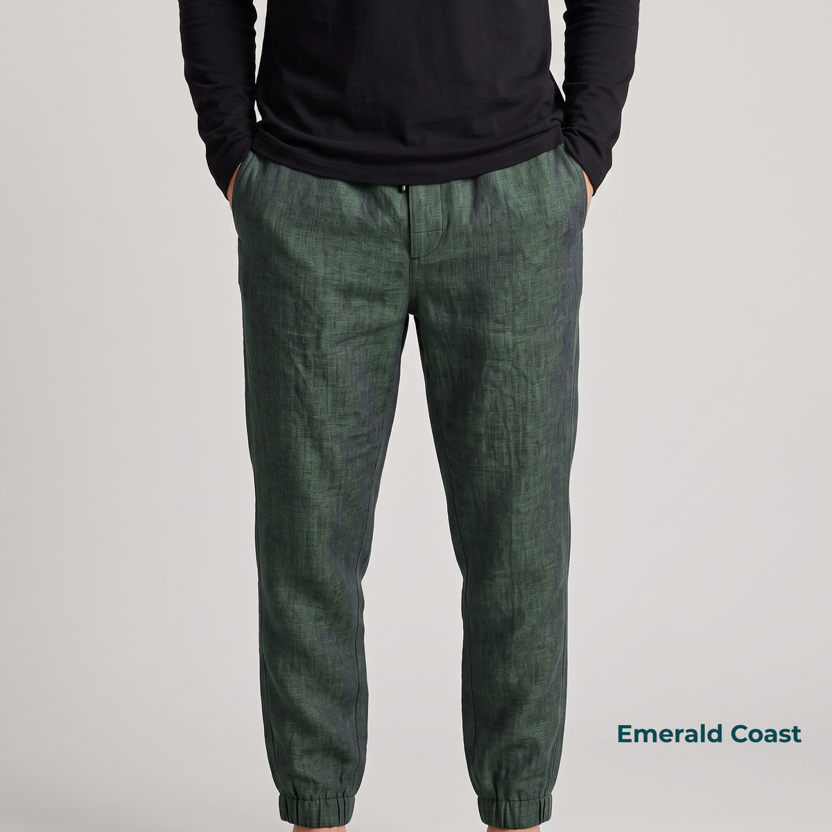 Men's Pure Linen Jogger Pants in Emerald Coast – Axel by OrganoLinen