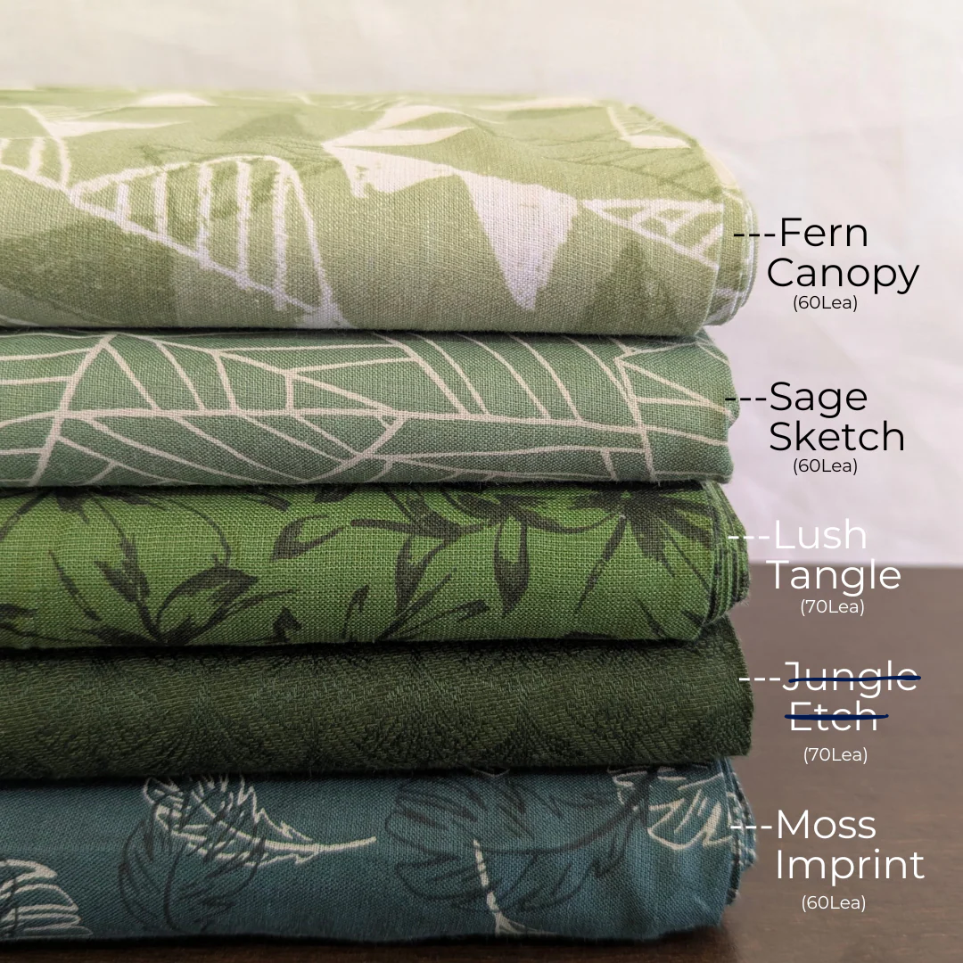 Green printed linen fabrics – Forestwind by OrganoLinen
