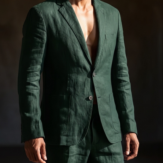 Men’s Unlined Linen Jacket in Emerald Coast – Jasper by OrganoLinen