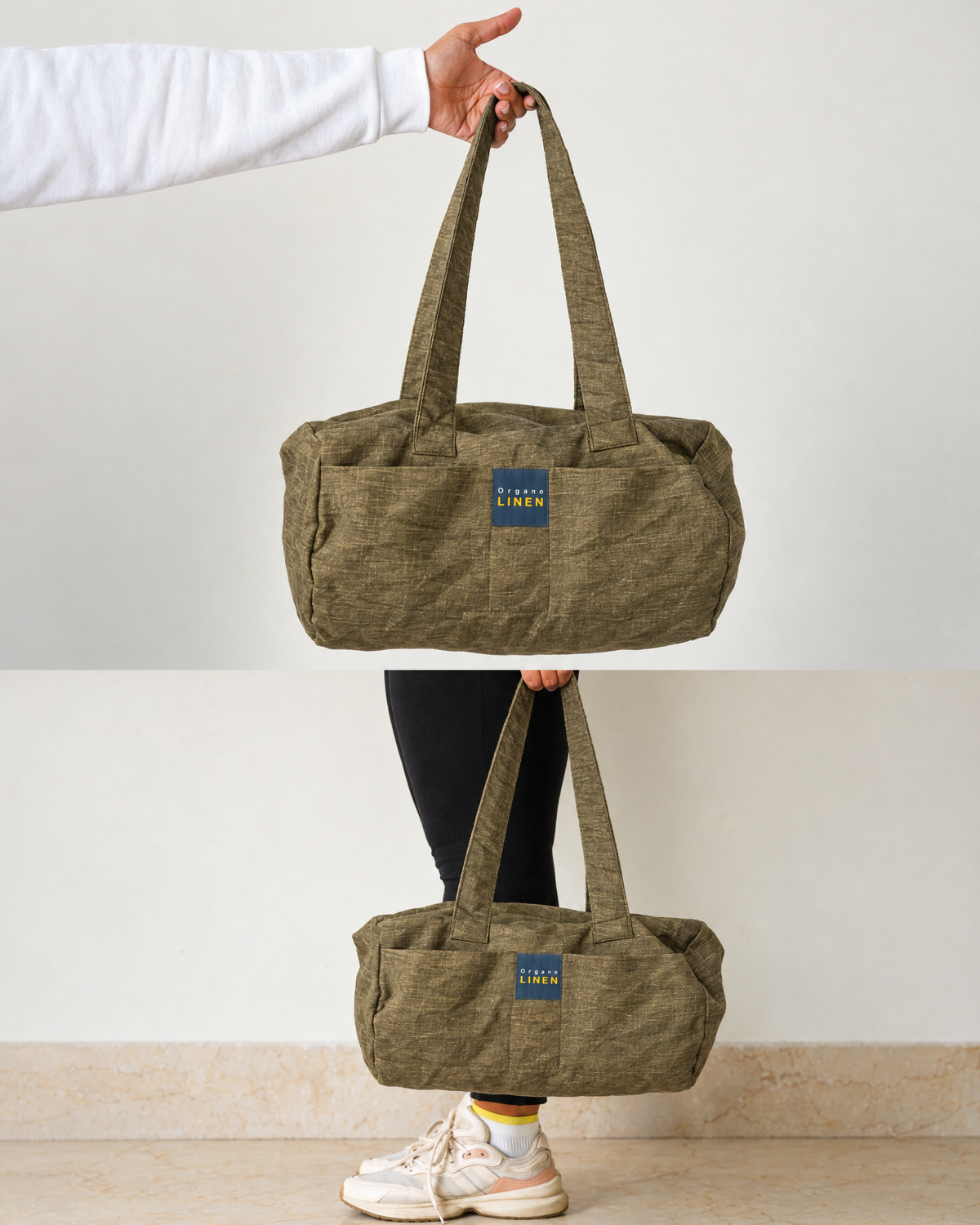 PICCOLO linen handbag in Olive Earth