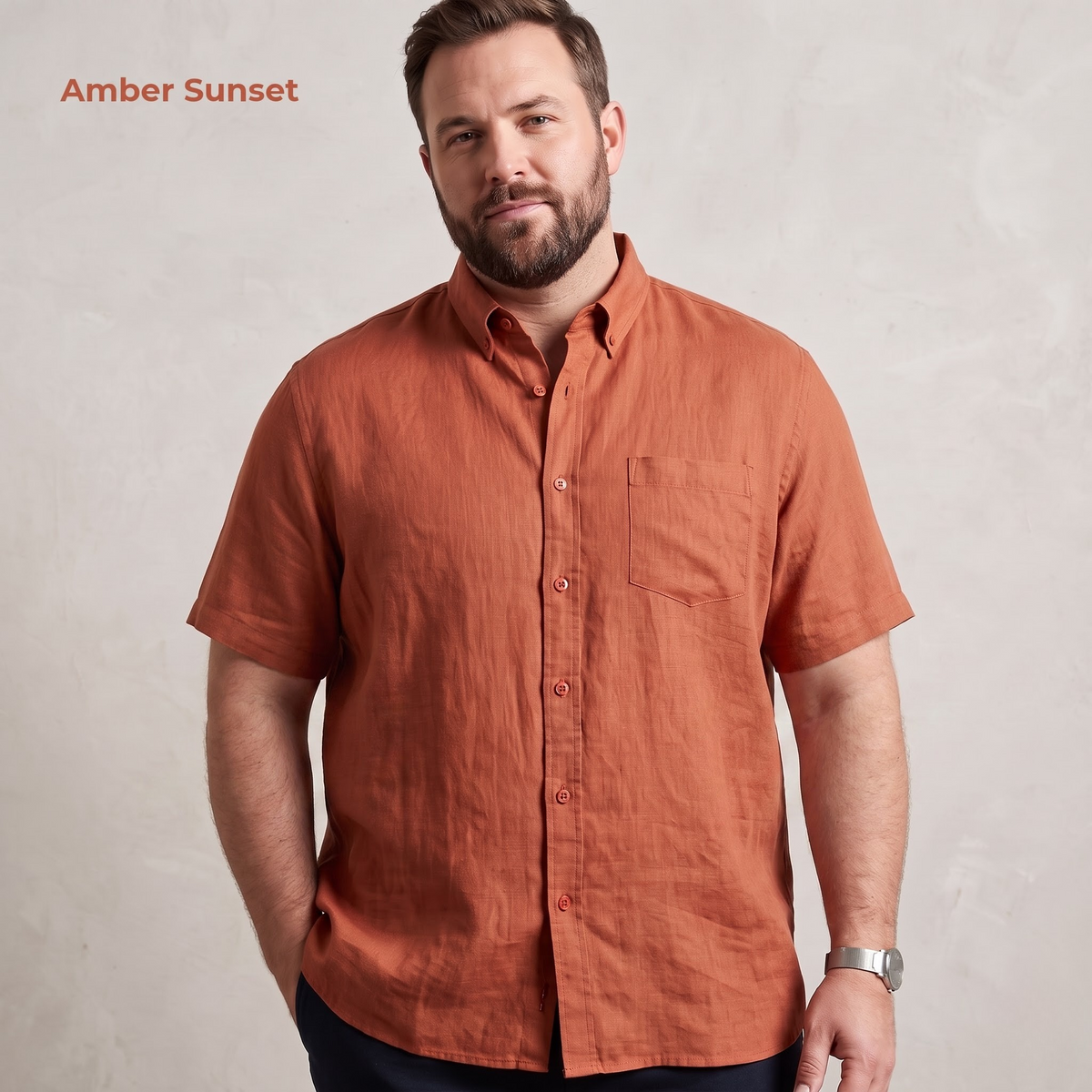 Men's Plus Size Linen Shirt in Amber Sunset – Ember by OrganoLinen