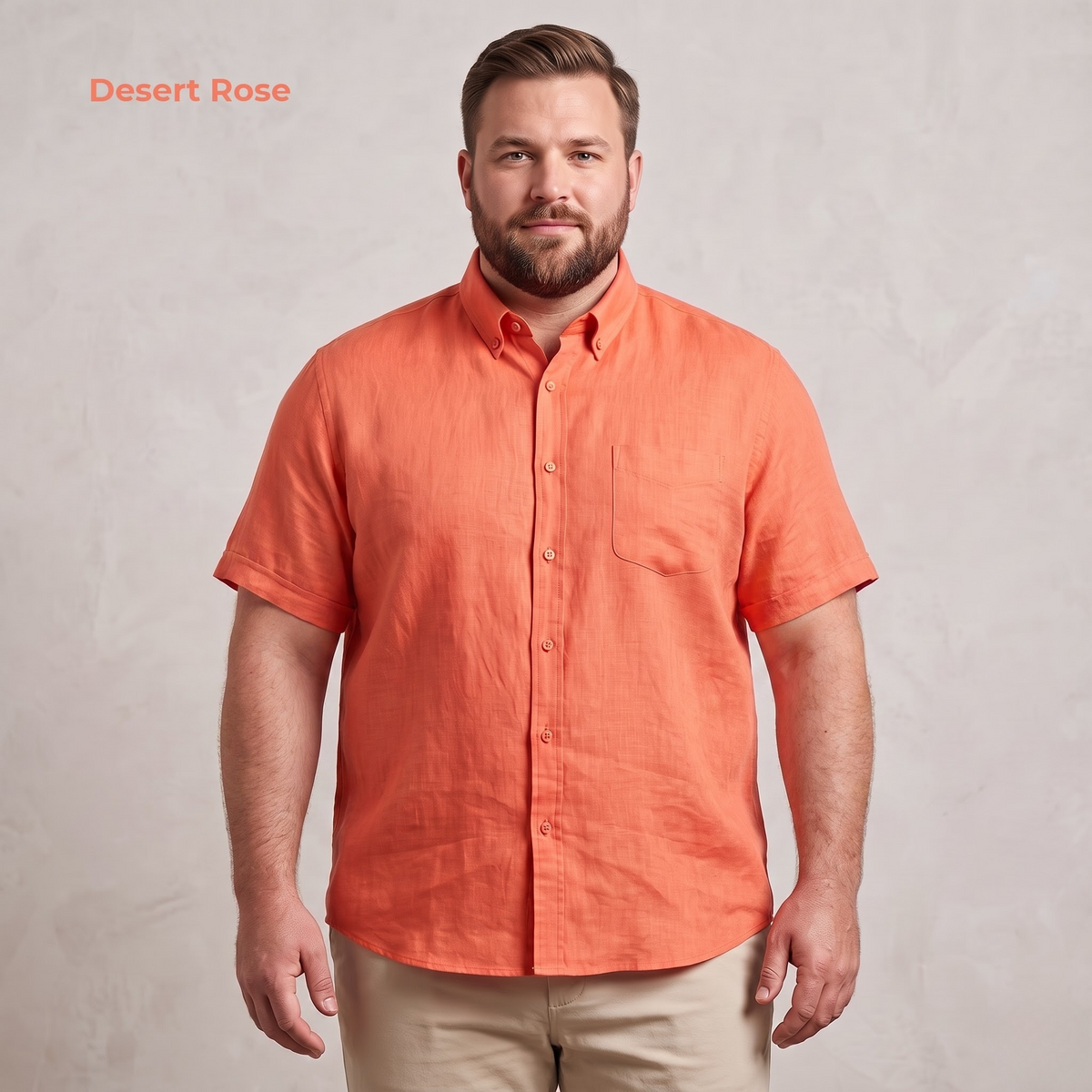 Men's Plus Size Linen Shirt in Desert Rose 1 – Ember by OrganoLinen