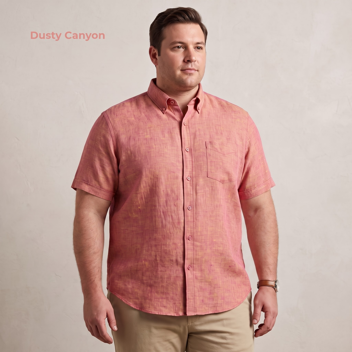 Men's Plus Size Linen Shirt in Dusty Canyon – Ember by OrganoLinen