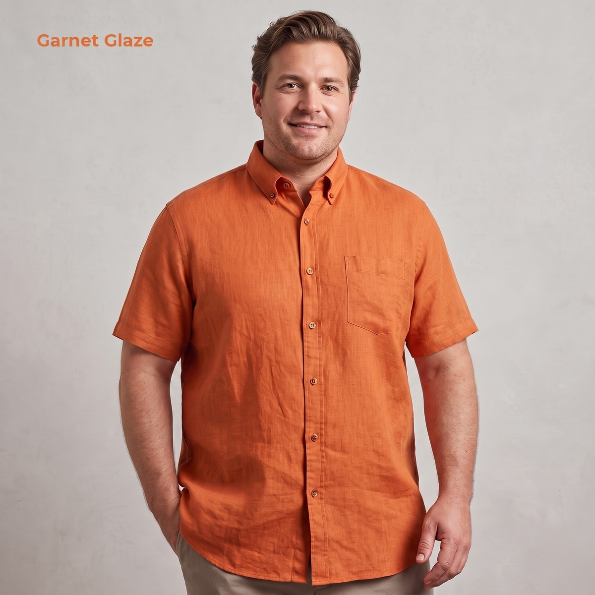 Men's Plus Size Linen Shirt in Garnet Glaze – Ember by OrganoLinen