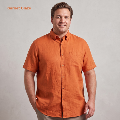 Men's Plus Size Linen Shirt in Garnet Glaze – Ember by OrganoLinen
