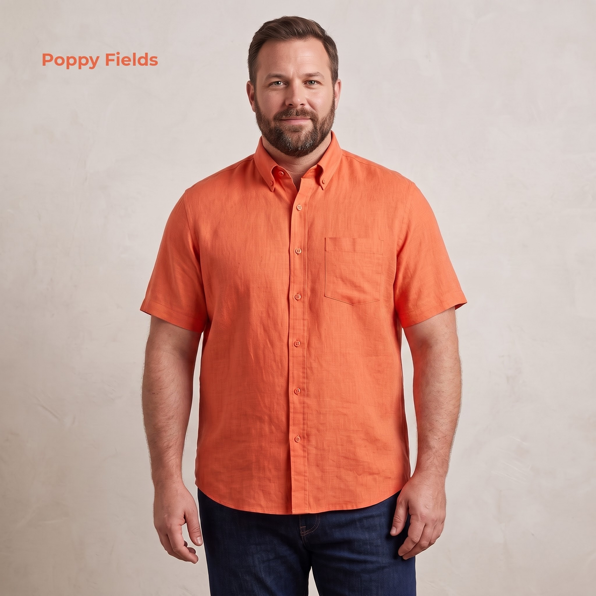 Men's Plus Size Linen Shirt in Poppy Fields – Ember by OrganoLinen