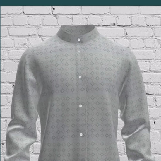 White Printed Linen Shirt for Men