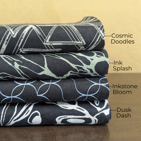 Pure Linen Printed Fabrics on Black Based Color by OrganoLinen