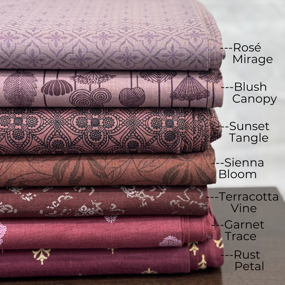 Pure Linen Printed Fabrics on Red Based Color by OrganoLinen