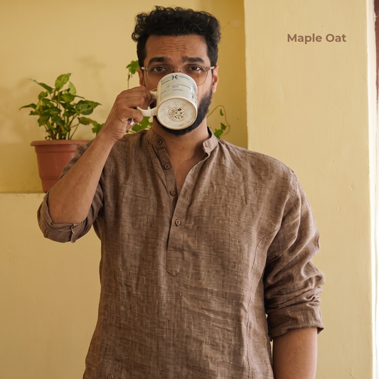 Men's Kurta Linen Shirt in Maple Oat – Ramy by OrganoLinen