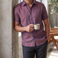 Men's Linen Shirt in Deep Bordeaux 1 – Raven by OrganoLinen