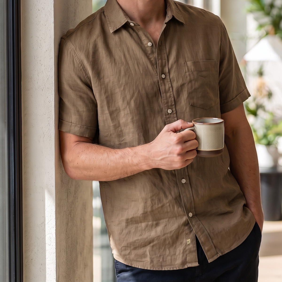 Men's Linen Shirt in Dune Sand – Raven by OrganoLinen