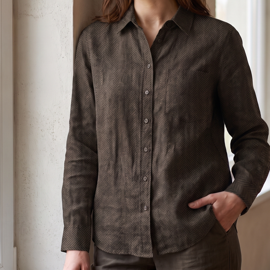 Women's Linen Shirt in Deep Espresso – Raven by OrganoLinen