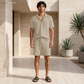 Men's Pure Linen Set in Mocha Stone – Reed by OrganoLinen
