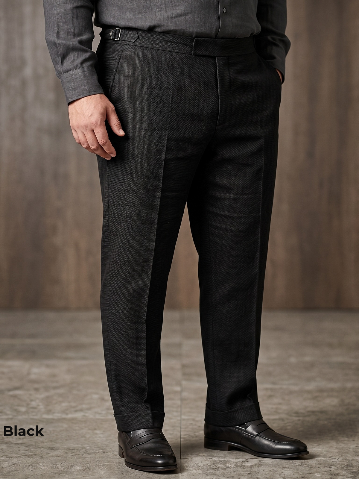Men's Plus Size Pure Linen Pants in Black Motera – Roma by OrganoLinen