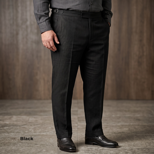 Men's Plus Size Pure Linen Pants in Black Motera – Roma by OrganoLinen