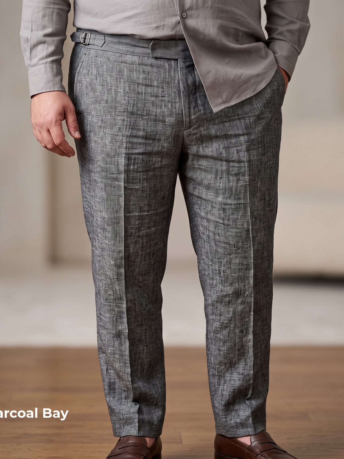 Men's Plus Size Pure Linen Pants in Charcoal Bay – Roma by OrganoLinen