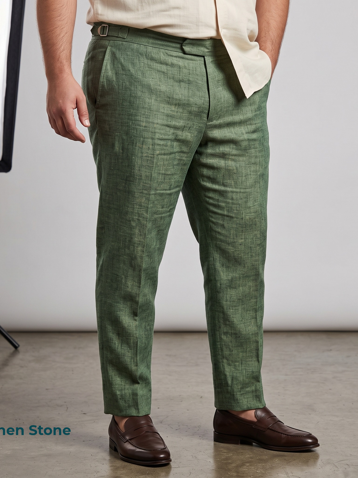 Men's Plus Size Pure Linen Pants in Lichen Stone – Roma by OrganoLinen