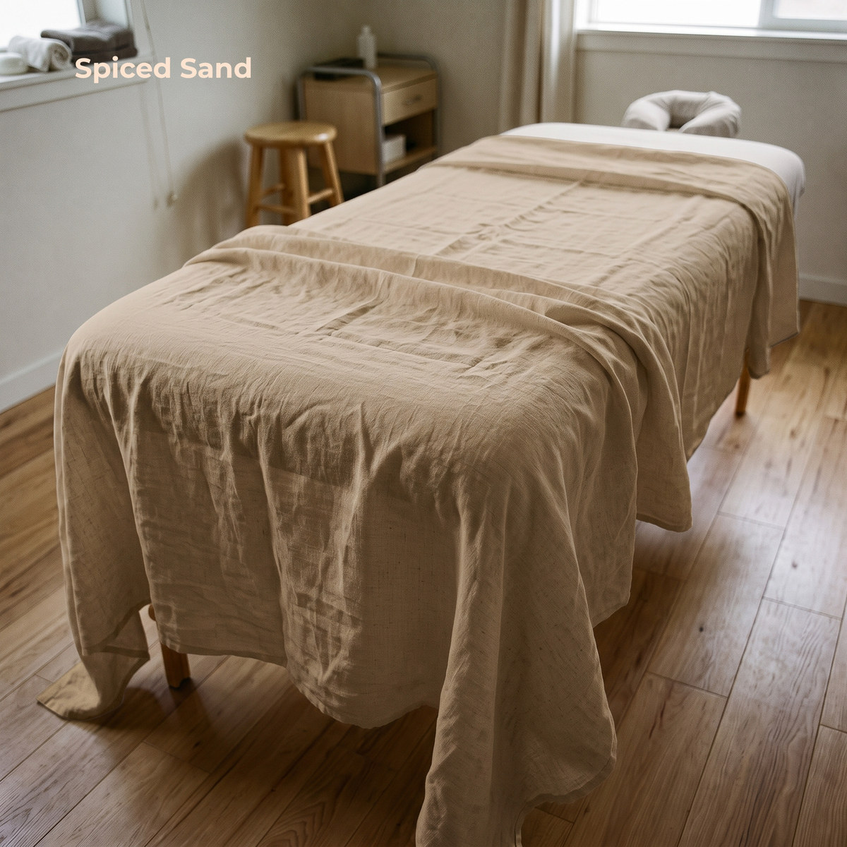 Massage Pure Linen Flat Sheet in Spiced Sand – Slumber by OrganoLinen