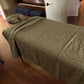 SNOOZE linen fitted massage table sheet in Olive Earth
