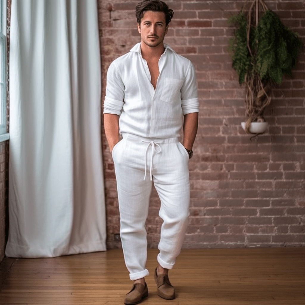 Men’s Heavy Linen Shacket & Trouser Co-ord Set – Summit by OrganoLinen