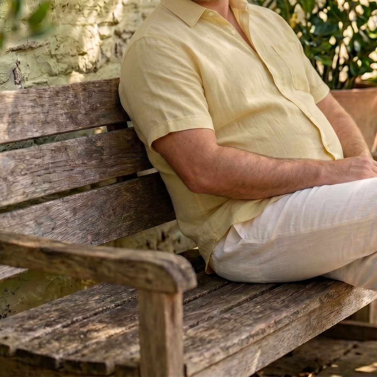 Men's Plus Size Linen Shirt in Mellow Primrose – Sunny by OrganoLinen