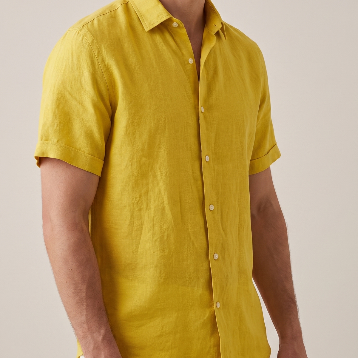 Men's Linen Shirt in Dandelion Yellow – Sunny by OrganoLinen