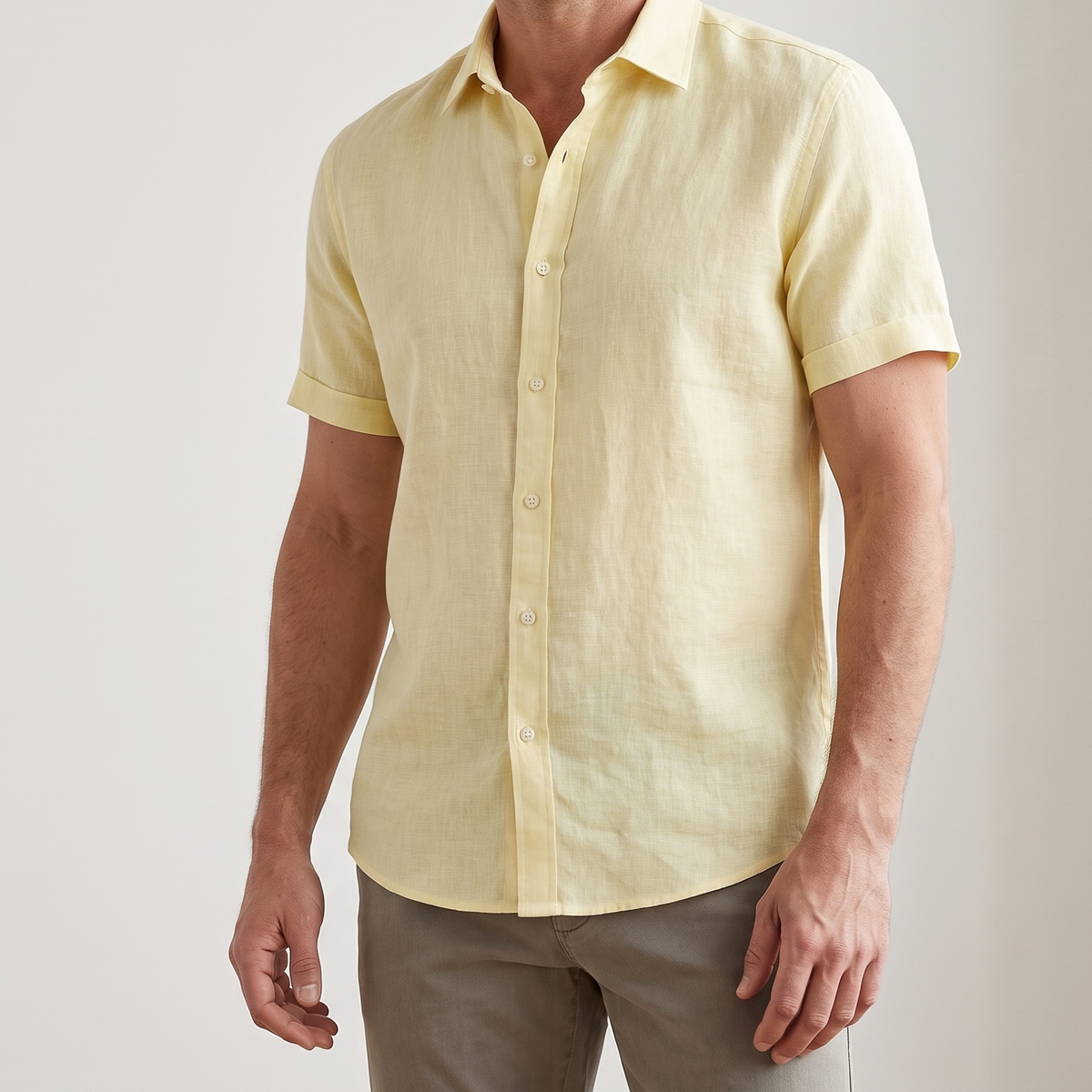 Men's Linen Shirt in Faded Amber – Sunny by OrganoLinen