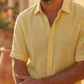Men's Linen Shirt in Mellow Primrose – Sunny by OrganoLinen