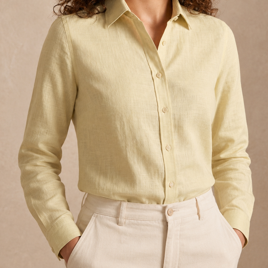 Women's Linen Shirt in Moonlight Linen – Sunny by OrganoLinen