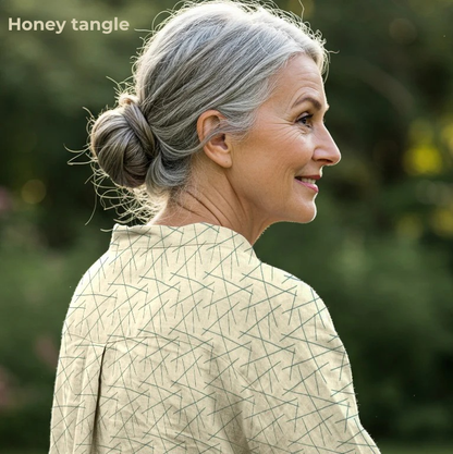 Women's Printed Linen Shirt in Honey Tangle – Sunstroke by OrganoLinen