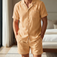 Men's Pure Linen Pajamas Short Sleeve Top & Shorts Set in Canary – Theo by OrganoLinen