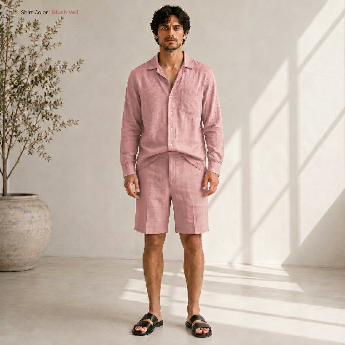 Men's Pure Linen Set in Blush Veil – Vale by OrganoLinen